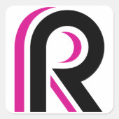 Pink And Black Letter R Vierkante Sticker (Voorkant)