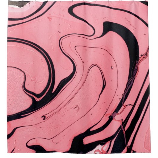 Pink and black marble texture. Hand painted Douchegordijn (Voorkant)