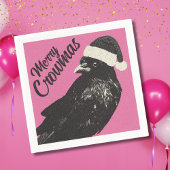 Pink and Black Merry Crowmas Christmas Holiday  Servet