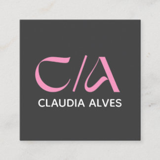 pink and black modern Qr code business card square Vierkante Visitekaartje