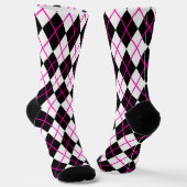 Pink and Black Plaid Argyle Diamond  Sokken (Gebogen)