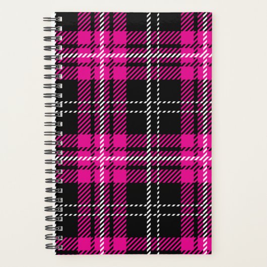Pink and Black Plaid Planner Notebook (Voorkant)
