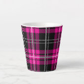 Pink and Black Plaid Print Coffee Mug Cup Latte Mok (Voorkant)