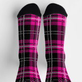 Pink and Black Plaid Tartan Pattern Design Sokken (Top)