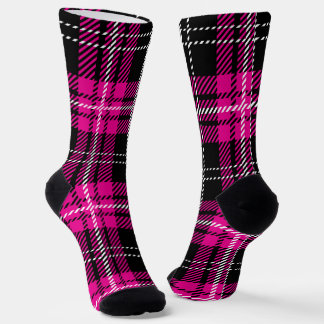 Pink and Black Plaid Tartan Pattern Design Sokken
