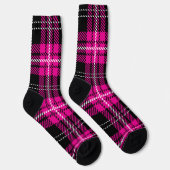 Pink and Black Plaid Tartan Pattern Design Sokken (Rechts)