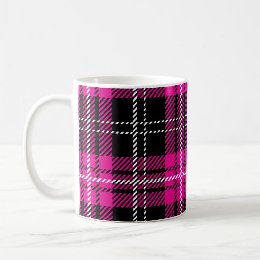 Pink and Black Plaid Tartan Print Coffee Cup Mug Koffiemok (Links)