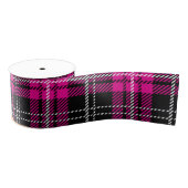 Pink and Black Plaid Tartan Print Ribbon Grosgrain Lint (Spoel)
