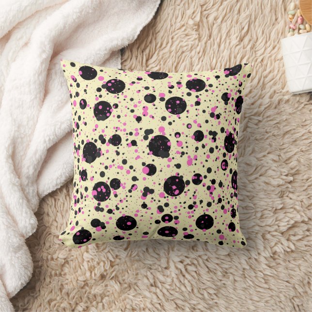 Pink and Black Polka Dot Pattern Kussen (Deken)