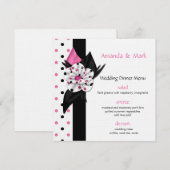Pink and Black Polka Dots Wedding Menu (Voorkant / Achterkant)
