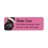 Pink and Black Santa Caws Crow Christmas Etiket (Voorkant)