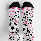 Pink and Black Soccer Ball Print Football Fan Sokken (Top)