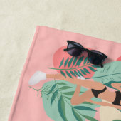 Pink and Black Summer Vibes Bachelorette Party Strandlaken (In situ)