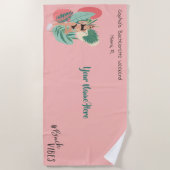 Pink and Black Summer Vibes Bachelorette Party Strandlaken (Voorkant)