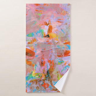 PINK AND BLUE ABSTRACT PAINTING BADHANDDOEK
