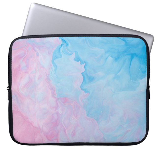 PINK AND BLUE ABSTRACT PAINTING LAPTOP SLEEVE (Voorkant)