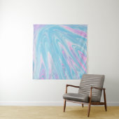PINK AND BLUE ABSTRACT PAINTING WANDKLEED (In Situ (horizontaal))