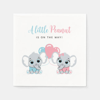 Pink and Blue Baby Elephant Balloon Gender Reveal Servet