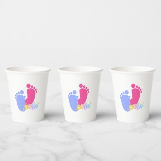 Pink and Blue Baby Footprints Papieren Bekers