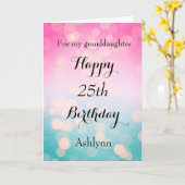 Pink and Blue Bokeh 25th Birthday Kaart (Gele Bloem)