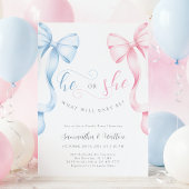 Pink and Blue Bows Gender Reveal Invitation Kaart