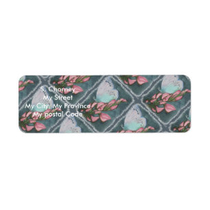 PINK AND BLUE BUTTERFLFLFLES Return Address Etiket