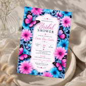 Pink and Blue Butterfly Bridal Shower Invitation Kaart