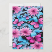 Pink and Blue Butterfly Bridal Shower Invitation Kaart (Achterkant)