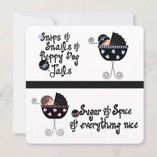 Pink and Blue Carriage Gender Reveal Party Kaart (Voorkant)