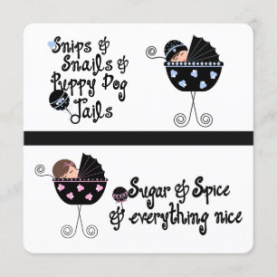 Pink and Blue Carriage Gender Reveal Party Kaart