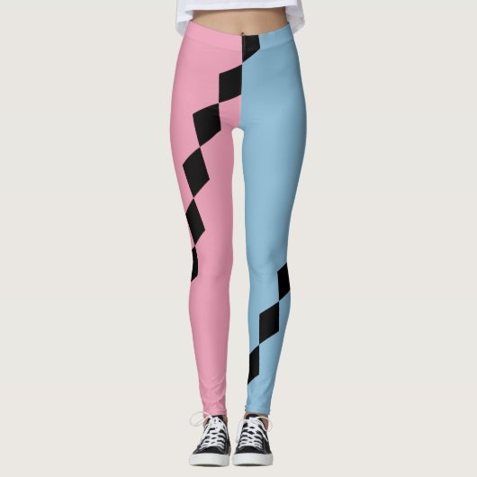 Pink and Blue Diamond Diagonal Leggings (Voorkant)