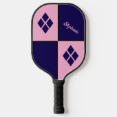 Pink and Blue Diamonds | Custom Modern Geometric Pickleball Paddle (Voorkant)
