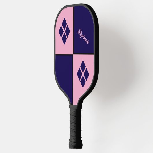 Pink and Blue Diamonds | Custom Modern Geometric Pickleball Paddle (Links)