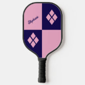 Pink and Blue Diamonds | Custom Modern Geometric Pickleball Paddle (Achterkant)