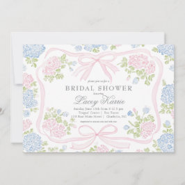 Pink and blue Floral Bridal Shower Invitation,  Kaart