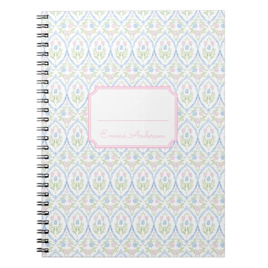 Pink and Blue Floral Grandmillennial Notitieboek (Voorkant)