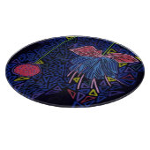 Pink and blue flower snijplank (Hoek)