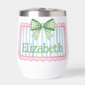 Pink and Blue Frame With Green Gingham Bow (Voorkant)