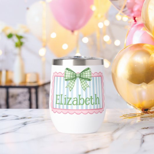 Pink and Blue Frame With Green Gingham Bow (Vrijgezellenfeest (Gedraaid)  )