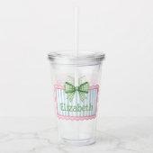 Pink and Blue Frame With Green Gingham Bow Acryl Drinkbeker (Voorkant)