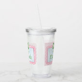 Pink and Blue Frame With Green Gingham Bow Acryl Drinkbeker (Links)