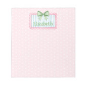 Pink and Blue Frame With Green Gingham Bow Notitieblok (Voorkant)