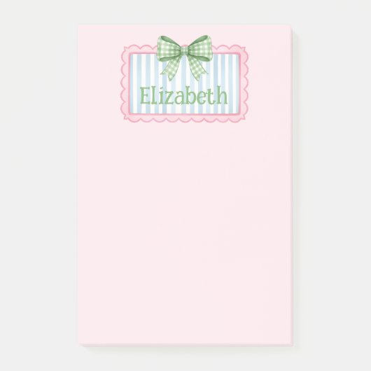 Pink and Blue Frame With Green Gingham Bow Post-it® Notes (Voorkant)