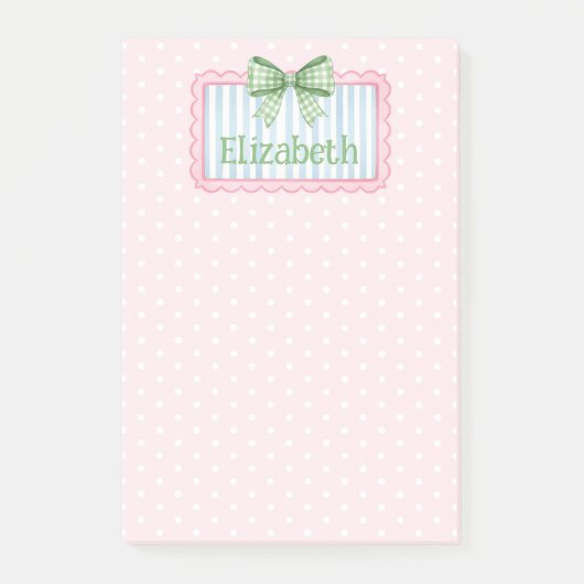 Pink and Blue Frame With Green Gingham Bow Post-it® Notes (Voorkant)