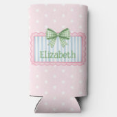 Pink and Blue Frame With Green Gingham Bow Seltzer Blikjeskoeler (Achterkant)