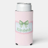 Pink and Blue Frame With Green Gingham Bow Seltzer Blikjeskoeler (Seltzer Voorkant)