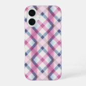 Pink and Blue Gingham Check Phone Case iPhone 16 Hoesje (Achterkant)