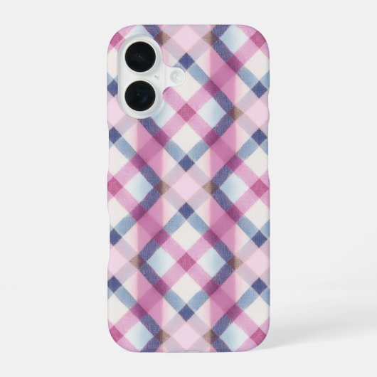 Pink and Blue Gingham Check Phone Case iPhone 16 Hoesje (Achterkant)