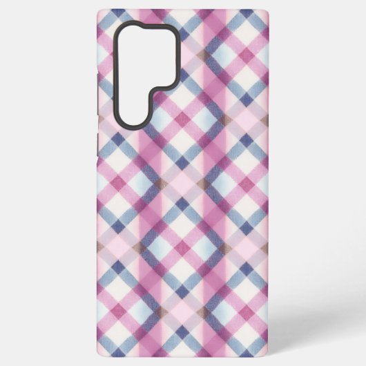 Pink and Blue Gingham Check Phone Case Samsung Galaxy Hoesje (Achterkant)
