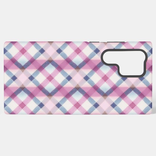 Pink and Blue Gingham Check Phone Case Samsung Galaxy Hoesje (Achterkant horizontaal)